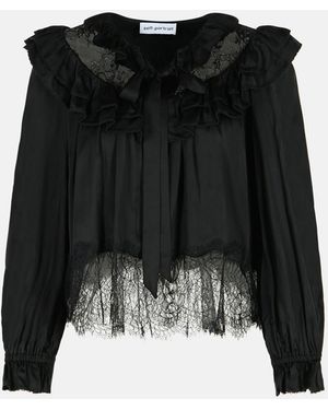 Self-Portrait Viscose Blouse - Black