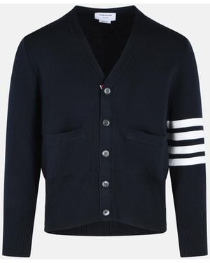 Thom Browne 'Milano 4 Bar' Virgin Wool Cardigan - Blue
