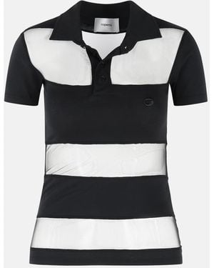 Coperni 'Striped' Cotton Blend Polo Shirt - Blue