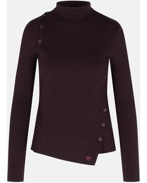 Courreges 'oblique' Burgundy Viscose Blend Sweater - Blue