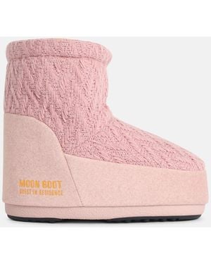 Moonboot 'Icon Low Nolace Knit' Fabric Boots - Pink
