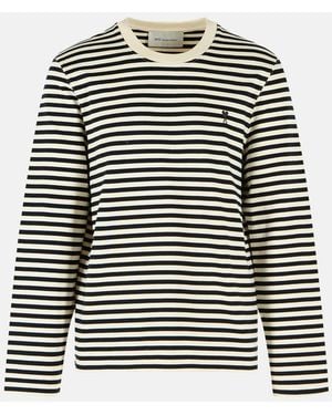 Ami Paris Marinière 'Ami De Cœur' And Cotton T-Shirt - Black