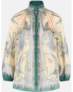 Zimmermann 'Indra Billow' Cotton Blend Blouse - Blue