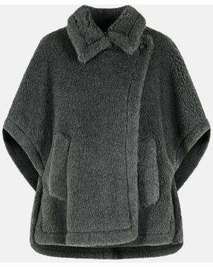 Max Mara 'Tebe2' Teddy Cape Of Virgin Wool And Alpaca - Gray
