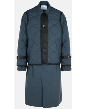 Sacai 'quilted' Polyester Parka - Blue