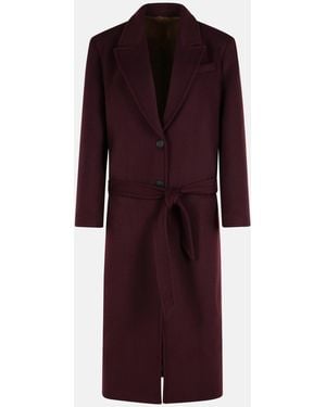 The Attico Burgundy Virgin Wool Blend Long Coat - Red
