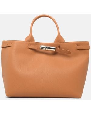 Longchamp 'Shopping Le Smart Flow L' Caramel Leather Bag - White