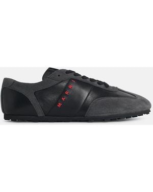 Marni 'Softy Soccer' And Leather Sneakers - Black