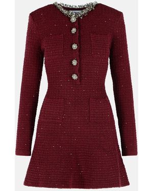 Self-Portrait Burgundy Cotton Blend Mini Dress - Red