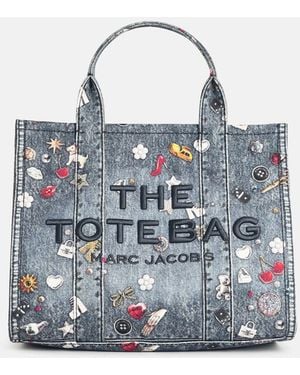 Marc Jacobs 'The Medium Tote L'Oeil Trinket Canvas' Denim Bag - Blue