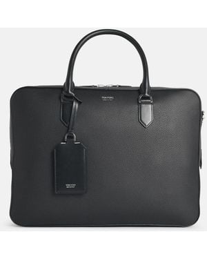 Tom Ford Full-Grain Leather Briefcase Bag - Black