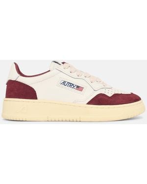 Autry 'Medalist Low' And Burgundy Leather Sneakers - White