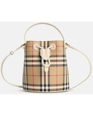 Burberry 'Vintage Check' Bucket Bag - White