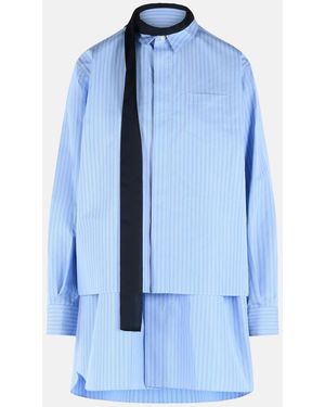 Sacai Cotton Blend Mini Dress - Blue