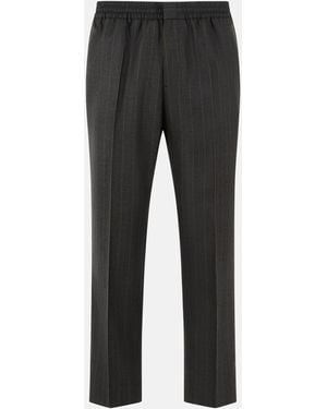 Ami Paris Striped Wool Pants - Black