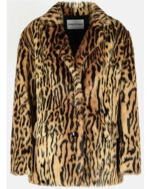 Stand Studio 'Emmie' Leopard Print Faux Fur Blazer - Metallic