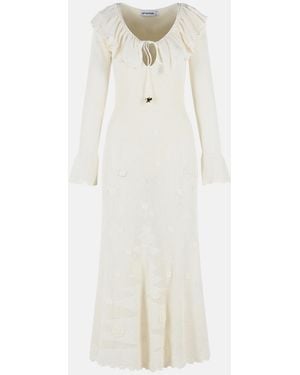 Self-Portrait 'Floral Crochet' Midi Dress - White