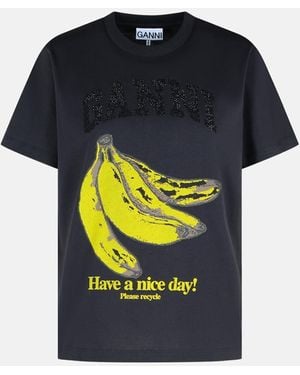 Tシャツ・カットソー GANNI BLACK BANANA PRINT T-SHIRT Ganni Black Banana Graphic T-shirt | Liberty