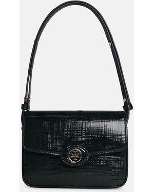 Tory Burch 'Robinson' Green Embossed Lear Crossbody Borse - Nero