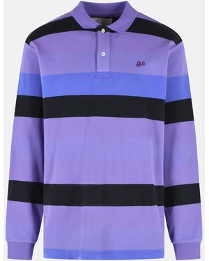 ERL 'Rugby' Cotton Polo Shirt - Blue