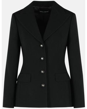 Dolce & Gabbana Single-Breasted Wool Jacket - Black