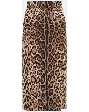 Dolce & Gabbana Leopard Viscose Skirt - Natural