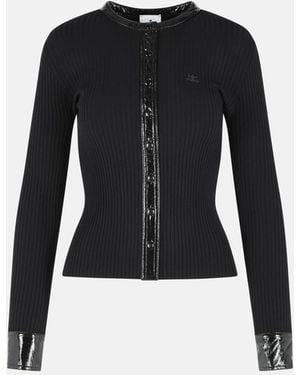 Courreges Viscose Blend Cardigan - Black