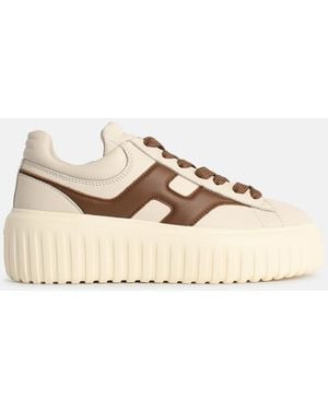 Hogan 'H Stipes' Leather Sneakers - Natural
