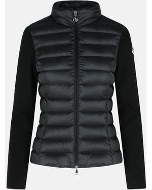 Moncler Tricot' Cardigan In Polyamide And Virgin Wool - Black