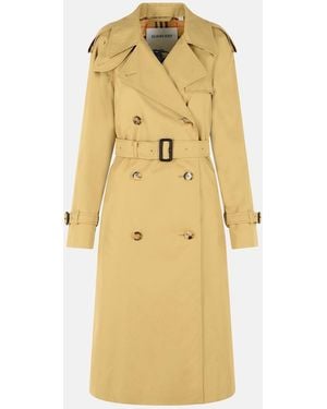 Burberry Long Cotton 'Castleford' Trench Coat - Yellow