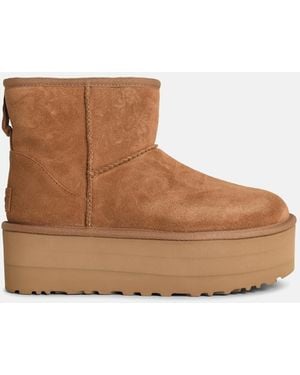 UGG 'Classic Mini Platform' Chestnut Suede Boots - Brown