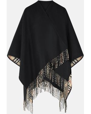 Burberry 'Check' Cashmere Cape - Black