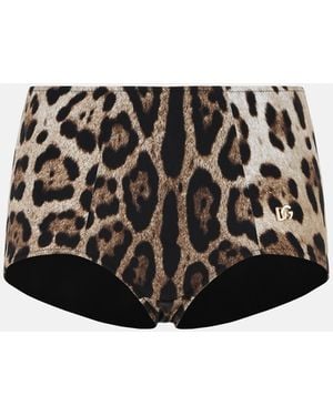 Dolce & Gabbana Leo Print Stretch Polyamide Beach Culottes - Black