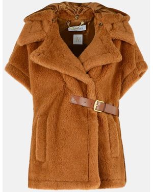 【送料&関税込】Max Mara lanoso Beige Alpaca Blend Cape Max Mara Lanoso Cape in Brown | Lyst
