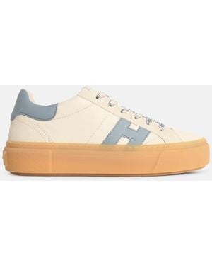 Hogan Crosswind' Ivory Leather Sneakers - Natural