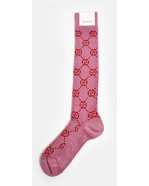 Gucci Lamé GG Socks - Pink