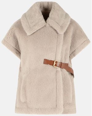 Max Mara 'Newabavo' Alpaca And Wool Teddy Cape - Natural