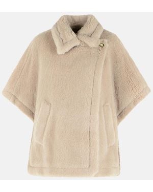 Max Mara Tebe1' Teddy Cape Of Alpaca And Virgin Wool - Natural