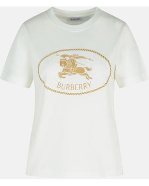 Burberry Ivory Cotton T-Shirt - White