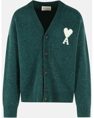 Ami Paris 'Ami De Cœur' Alpaca Cardigan - Green