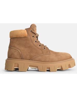 Moncler 'Peak City' Suede And Khaki Nubuck Ankle Boots - White