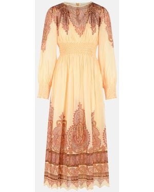 Zimmermann 'Ascent Smocked' Midi Dress - White