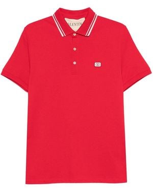 Valentino Vlogo Signature Cotton Polo Shirt - Red