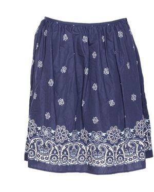 Miu Miu Printed Slubbed Poplin Skirt - Blue