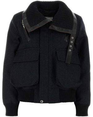 Sacai Two-Tone Wool And Nylon Down Jacket - Black