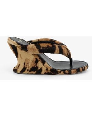 Balenciaga Gaeta Flip-Flops With Ponyskin Wedge - Multicolor