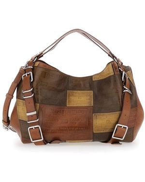DIESEL D-One Medium Top-Handle Handbag With Flap And Handles - Brown