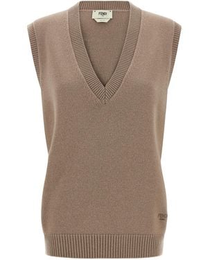 Fendi Cashmere Vest Gilet - Brown