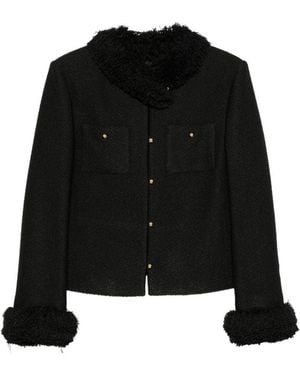 Celine Fringed Wool Blend Jacket - Black