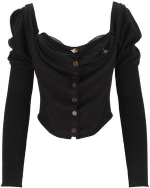 Vivienne Westwood Knitted Cardigan Corset Bea - Black